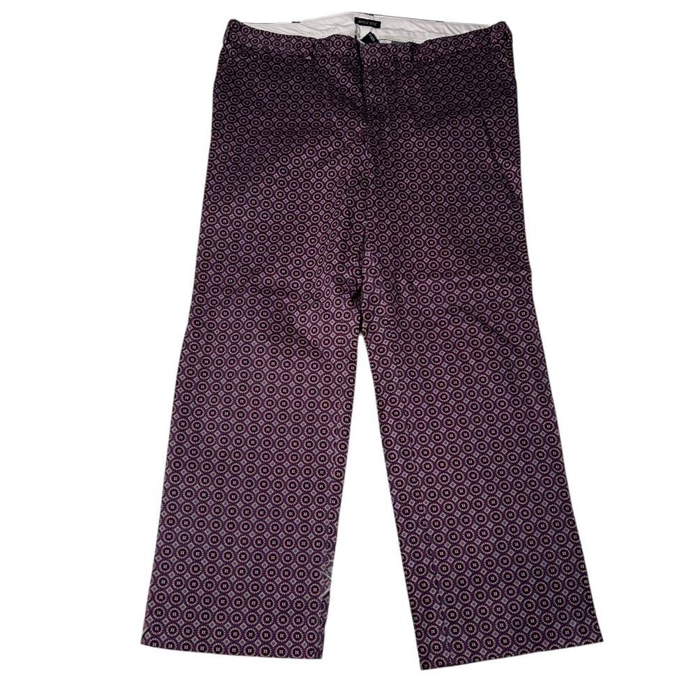 Lands' End Women's Plus Size‎ 18W Straight Leg Pant Purple Geometric Fit 2 Chino